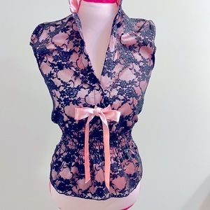 Femme Satin & Lace Sleeveless Dress Top, Shirt